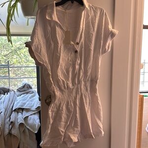 ZSupply white collared with buttons shorts romper